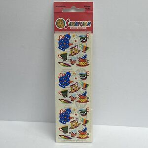 SandyLion Tea Party Coffee Stickers New Sealed Vintage Kromekote Crafts Kids